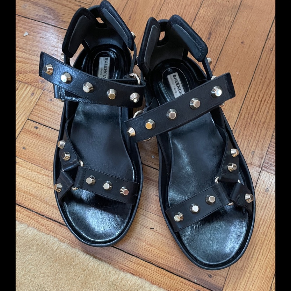 COPY - Balenciaga Black Studded Wedge Sandal